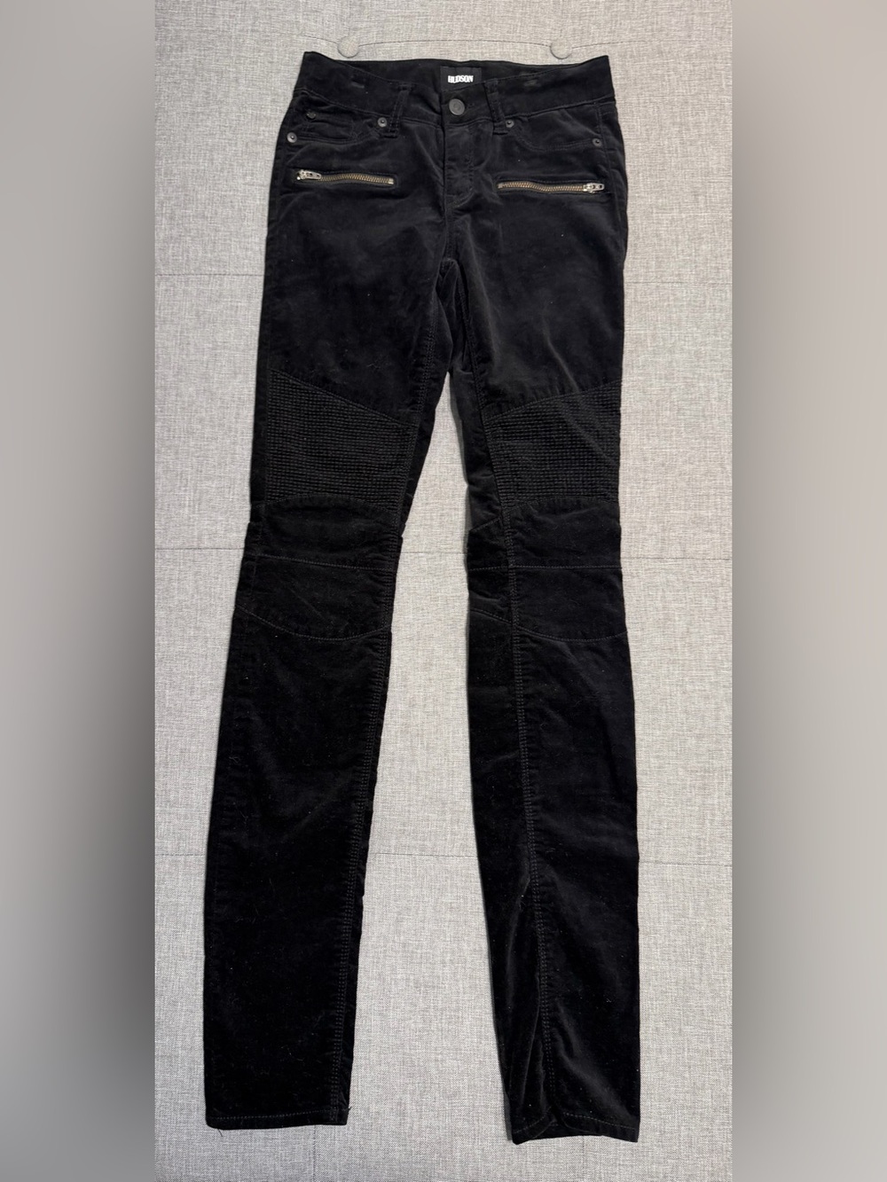 Hudson Black Moto Biker Skinny Pants Ribbed Zipper Detail